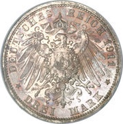 3 Mark - Albert George, Germany, 1911 reverse image