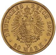 20 Mark - Adolphus George, Germany, 1874 reverse image