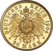 20 Mark - Albert George, Germany, 1898-1904 reverse image