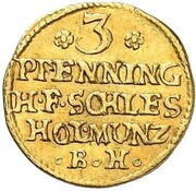 3 Pfennig - Charles Frederick Gold Pattern, Germany, 1706-1708 reverse image
