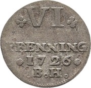 6 Pfennig - Charles Frederick, Germany, 1726 reverse image