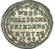 1 Kreuzer Centenary - Peace of Westphalia, Germany, 1748 reverse image