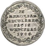3 Kreuzers Centenary - Peace of Westphalia, Germany, 1748 reverse image