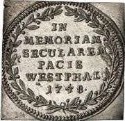 3 Kreuzers Centenary - Peace of Westphalia; Klippe, Germany, 1748 reverse image