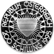 200 Schilling Olympic Movement; Winter Olympics obverse image