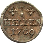 1 Heller - Louis Günther II, Germany, 1769 reverse image