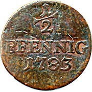 ½ Pfennig - Louis Günther II, Germany, 1783 reverse image
