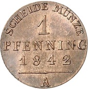 1 Pfenning - Frederick Günther, Germany, 1842 reverse image