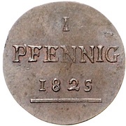1 Pfennig - Frederick Günther, Germany, 1825 reverse image
