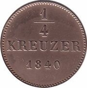¼ Kreuzer - Frederick Günther, Germany, 1840-1856 reverse image