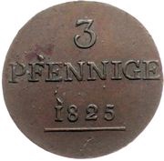 3 Pfennige - Frederick Günther, Germany, 1825 reverse image