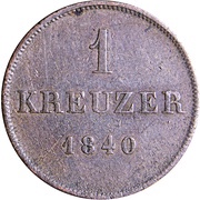 1 Kreuzer - Frederick Günther, Germany, 1840 reverse image