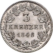 3 Kreuzers - Frederick Günther, Germany, 1839-1846 reverse image