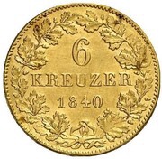 6 Kreuzers - Frederick Günther Gold Pattern, Germany, 1840 reverse image