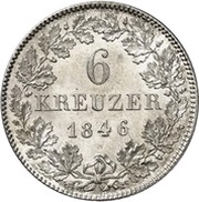 6 Kreuzers - Frederick Günther, Germany, 1840-1846 reverse image