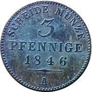 3 Pfennige - Günther Frederick Charles II, Germany, 1846-1870 reverse image