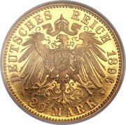 20 Mark - Charles Günther, Germany, 1896 reverse image