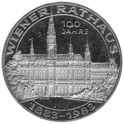500 Schilling Vienna City Hall, Austria, 1983 reverse image
