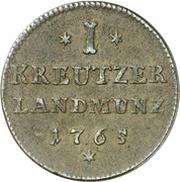 1 Kreuzer - Francis Christoph, Freiherr of Hutten of Stolzenberg, Germany, 1765 reverse image