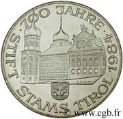 500 Schilling Stams Stift in Tirol, Austria, 1984 reverse image