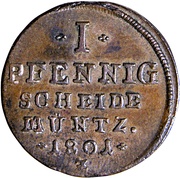 1 Pfenning - Charles Louis and Henry Christian Frederick, Germany, 1799-1801 reverse image