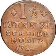 1½ Pfenning - Christof Frederick and Jost Christian, Germany, 1715-1722 reverse image