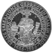 500 Schilling First Thaler Coin Struck, Austria, 1986 reverse image