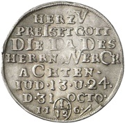 1⁄12 Thaler Bicentenary of the Reformation, Germany, 1717 reverse image