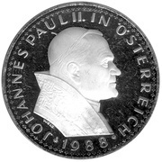 500 Schilling Pope's Visit, Austria, 1988 reverse image