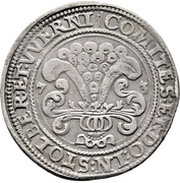 ½ Thaler - Louis II, Henry XXI, Albert George, Christof I and Wolfgang Ernest, Germany, 1573 reverse image