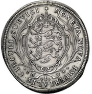1 Thaler - Eberhard Louis and bishop Marquart Rudolph, Germany, 1694 reverse image