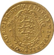 1 Ducat - Charles Rudolph and bishop John Francis Schenk of Württemberg, Germany, 1737 reverse image