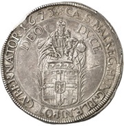 2 Thalers - John Caspar of Ampringen, Germany, 1673 reverse image