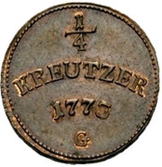 ¼ Kreutzer - Clemens Wenzel of Sachsen, Germany, 1773 reverse image