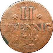 2 Pfennig - Clemens Wenzel of Sachsen, Germany, 1789 reverse image