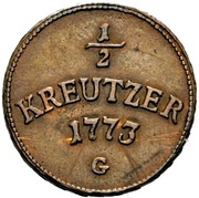 ½ Kreutzer - Clemens Wenzel of Sachsen, Germany, 1773 reverse image