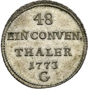 1⁄48 Thaler - Clemens Wenzel of Sachsen, Germany, 1773 reverse image