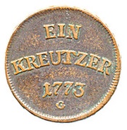 1 Kreuzer, Germany, 1772-1773 reverse image