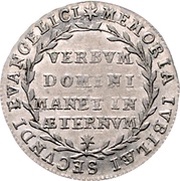 1 Ducat Bicentenary of the Reformation, Silver pattern, Germany, 1717 reverse image