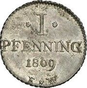 1 Pfenning - Frederick Charles August Silver pattern strike, Germany, 1809 reverse image