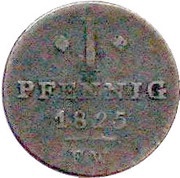 1 Pfennig - George Frederick Henry, Germany, 1825 reverse image
