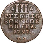 3 Pfennig - Frederick, Germany, 1797-1798 reverse image