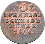 3 Pfennige - George Frederick Henry, Germany, 1824-1825 reverse image