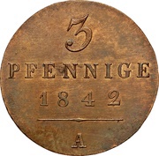 3 Pfennige - George Frederick Henry, Germany, 1842-1845 reverse image