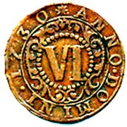 6 Pfennig - Charles August Frederick, Germany, 1730 reverse image