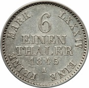 ⅙ Thaler - George Frederick Henry, Germany, 1837-1845 reverse image