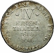 ¼ Thaler - Frederick, Germany, 1810 reverse image