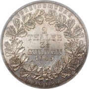 2 Thalers / 3½ Gulden - George Frederick Henry, Germany, 1842-1845 reverse image