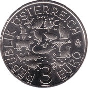 3 Euros Kingfisher obverse image