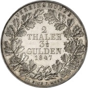 2 Thalers / 3½ Gulden - Emma Princess Regent, Germany, 1847 reverse image